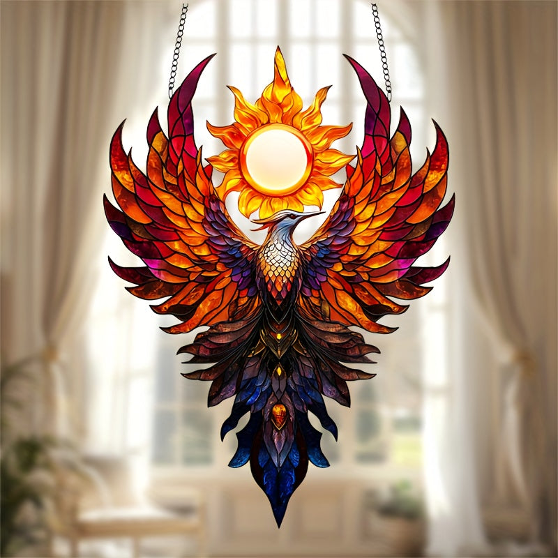Vibrant 8.7" x 11.8" Sun Phoenix Acrylic Wall Art - Stunning Surreal Fantasy Decor for Living Room, Bedroom, Office & More with Unique Design and Colorful Patterns - Perfect Birthday Gift for Best Friends and Family Members