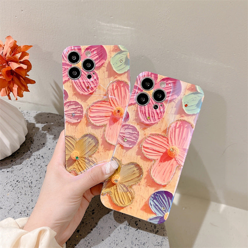 Oil Painting Flower Blu-ray Silicone Soft Phone Case