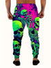 Plus Size Men's Allover Psychedelic Skull Graphic Drawstring Jogger Pants, Elastic Waist Pants Outdoor Activities Trousers