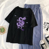 Casual Dragon Print Ladies Blouse Short Sleeve