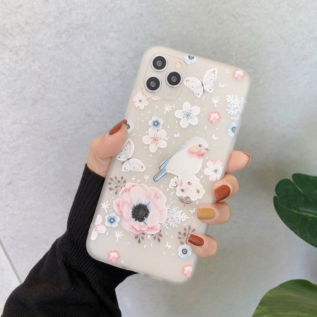 Frosted Transparent Creative Flower Phone Case