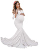 Women's Mercerized Cotton pregnant women's Ruffle sleeve cross V-neck tailed dress photography dress