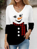 snowman shirt - Snowman Print Long Sleeve T-shirt - V Neck, Casual - Spring & Fall - Women - Cozy & Stylish - Winter Wonderland Vibes