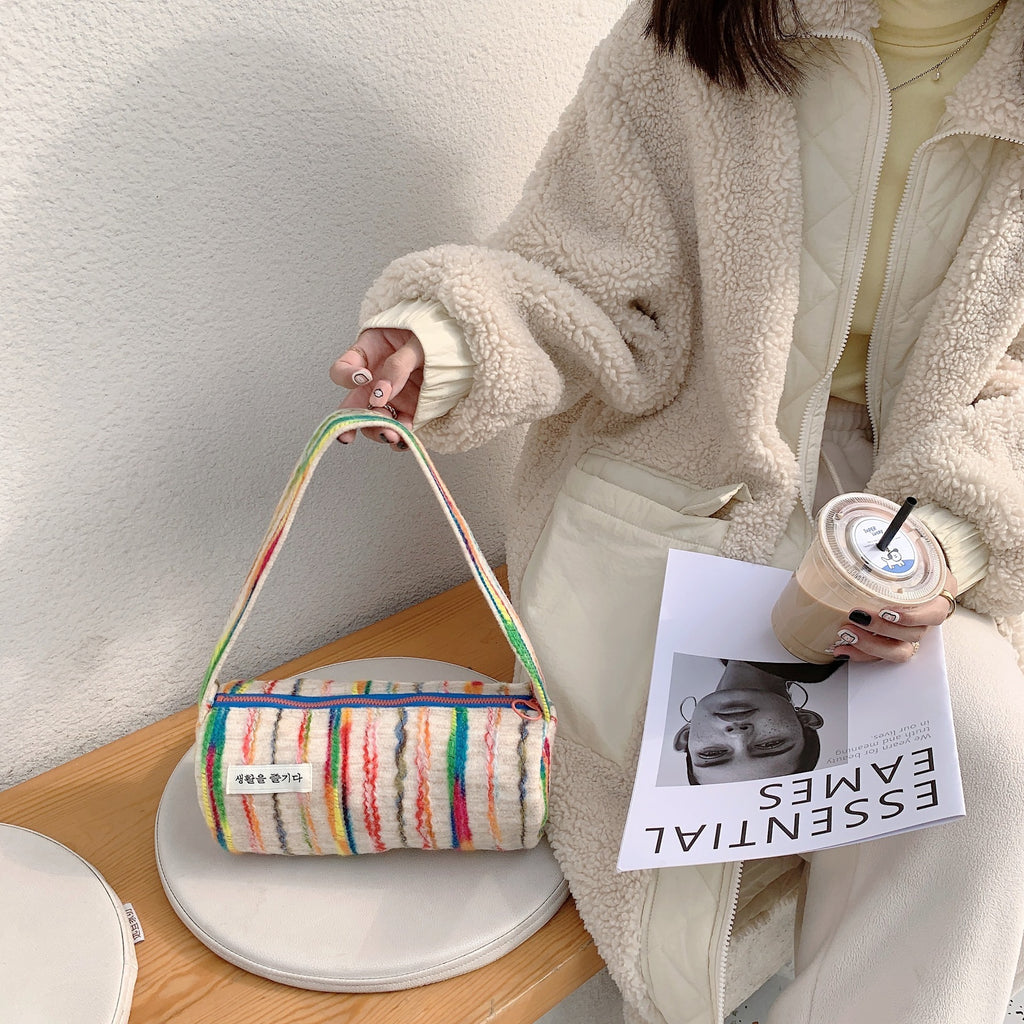 Rainbow Stripe Shoulder Bag For Women
