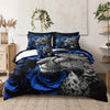 8 Pieces Cheetah Leopard Bed In A Bag Blue Rose Comforter Set Blue Flower Bedding Tiger Lion Wild Animal Comforter Set 200g Microfiber Filling Soft Lightweight Comforter Set For All Seasons