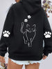 Cozy Cat Print Hoodie - Soft, Casual Long Sleeve Pullover with Kangaroo Pocket for Fall & Winter - Machine Washable, Easy Care, and Perfect for Outdoor Activities