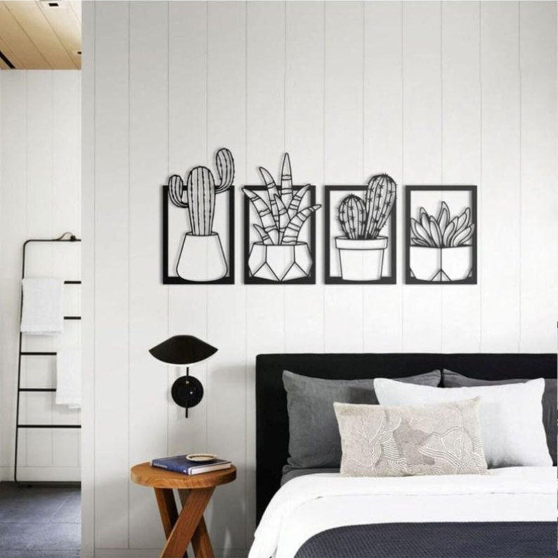Cactus Metal Art Silhouette Decorative Painting Home