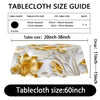 Golden and Jade 3D Flowers Digital Printed Tablecloth: Stain Resistant, Waterproof, Pleated Cover for Parties, Home Kitchens, Banquets, and Terraces - Suitable for Various Scenes