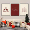 Set of 3 Christmas Canvas Art Prints – Frameless Wall Decor with Holiday Tree and Elk Design for Living Room Home Decoration