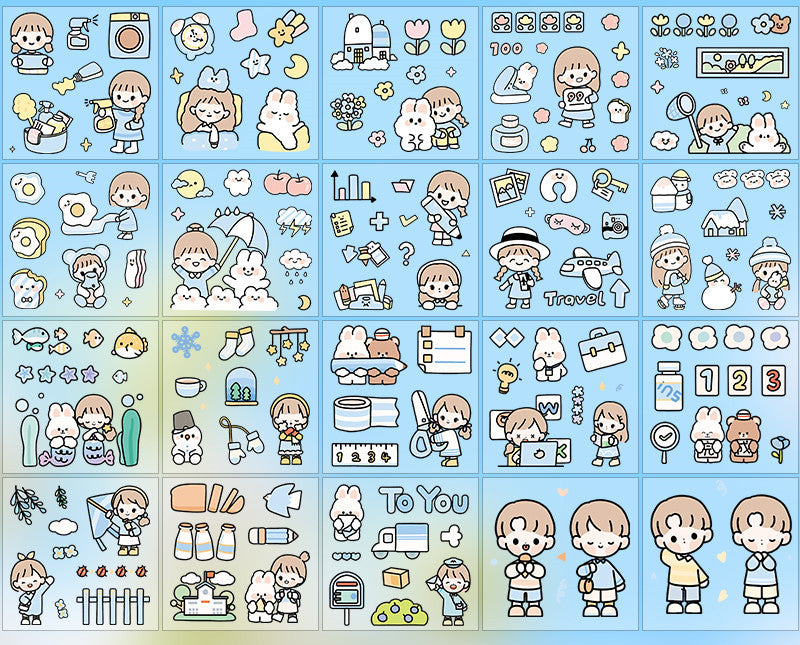 Hand Account Waterproof Sticker Water Cup Decoration Small Pattern Cartoon Girl