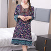 Cotton Silk Floral Dress Vintage Women's Clothing