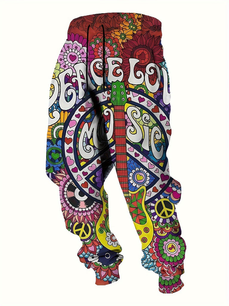 "Peace, Love, and Music" Printed Men's Jogger Pants - Spring/Fall Collection