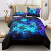 Weed Bedding  Set Queen Size, Cannabis Leaves Bedding Set, Boho Bedding, Blue Purple Comforter Set Queen, Boho Bedding Hemp Leaves Comforter Set Queen, Maple Leaf Bedding Set