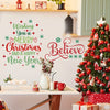 Happy New Year & Believe Quote Christmas Wall Decals - Removable Tree Stickers for Festive Home & Window Decor, Matte Finish PVC