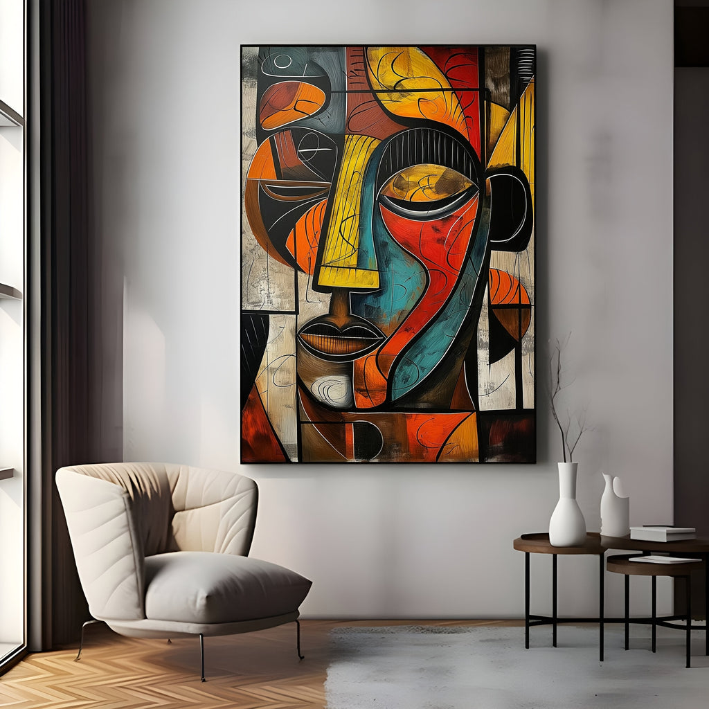 1pc Abstract African Art Print Modern Wall Art for Living Room and Bedroom Decoration Ready to hang Wooden Frame - Thickness 1.5inch