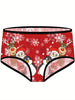 3pcs Women's Christmas-Themed Cartoon Reindeer Print Briefs - Breathable, Quick-Dry Polyester & Spandex Blend, Low-Rise, Seamless Comfort Fit Underwear Set