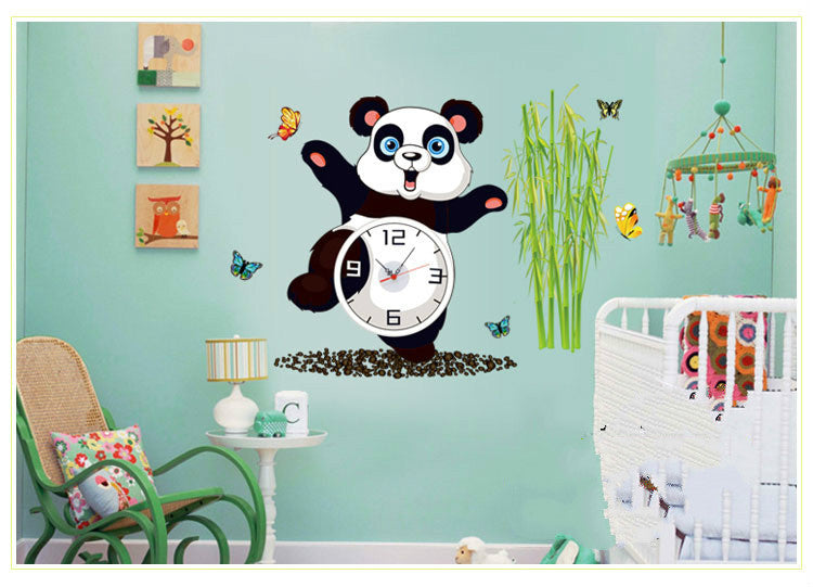 Creative clock panda wall stickers