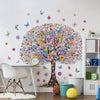 A set of 4pcs 11.81*35.43inch*4pcs hand-painted creative large butterfly floral tree background wall stickers for bedroom, living room decoration wall stickers, self-adhesive removable wall stickers MS8771-KL