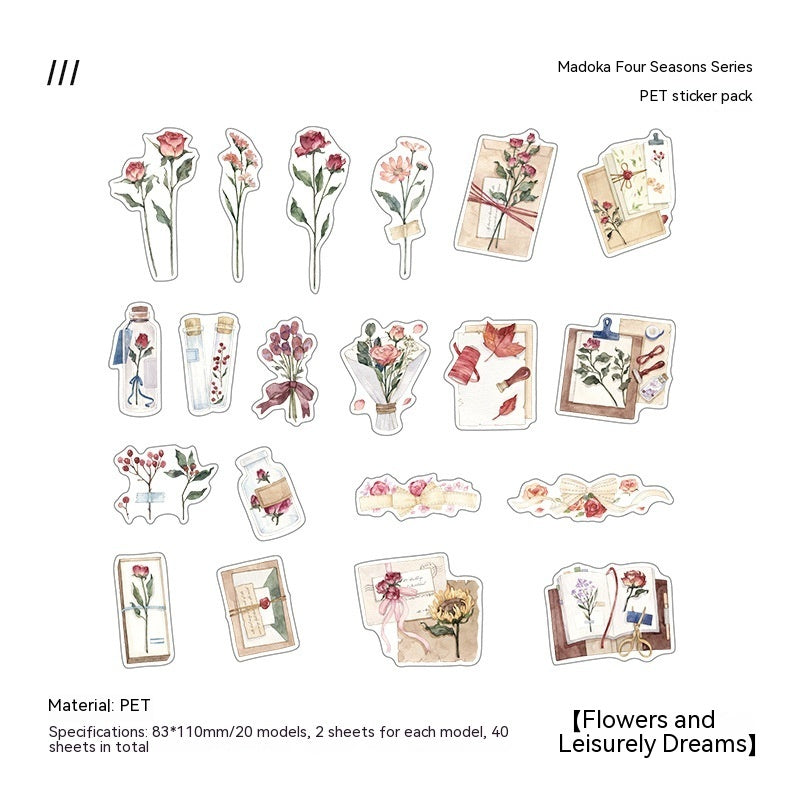 Four Seasons Series Plant Flower Journal Material Stickers