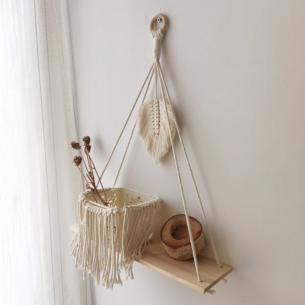 Tassel Leaf Woven Tapestry Rack Decoration Storage