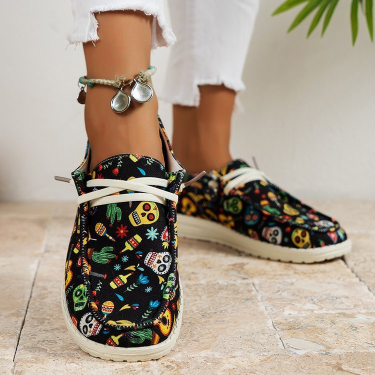 Women's Large Size Canvas Shoes Printed Casual Shoes