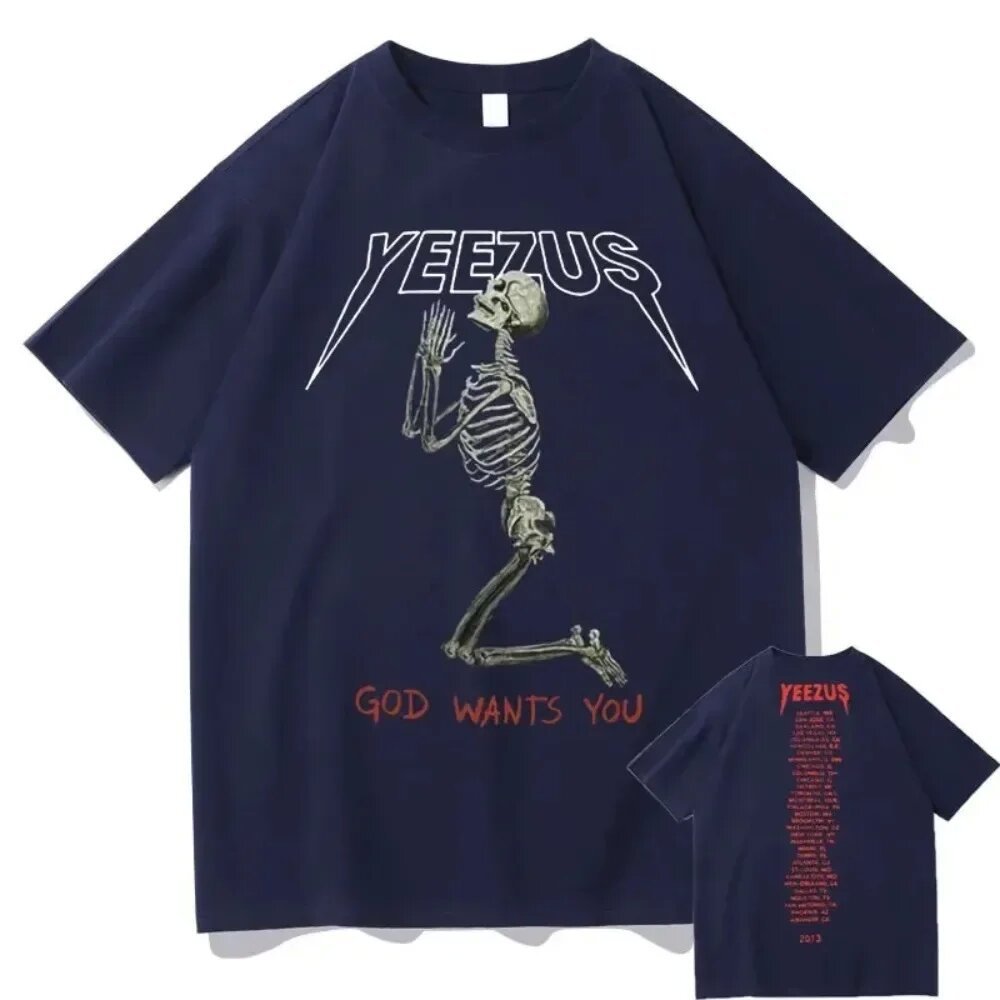 High Street Skull Money Printing Oversized Pattern  Gothic Cotton T-shirt Harajuku Couple Y2g Shirt Short Sleeve