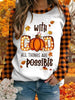 Style Trendy Line Fashion Round Neck Halloween Pumpkin Lamp T-shirt Girl Loose Top