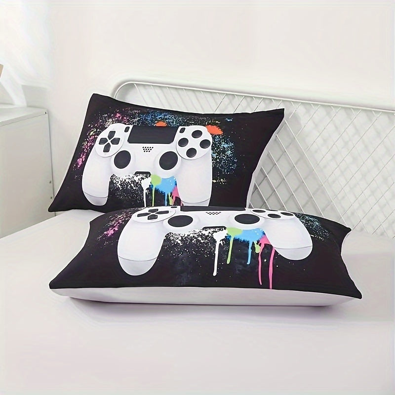 4/5Pcs Gamer Comforter Set - Stain Resistant, Ultra Soft Microfiber, Lightweight, 3D Colorful Game Controller Bedding With 100% Polyester Fiber Fill - Twin/Full/Queen Size Bed In A Bag For All Seasons