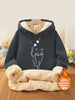 Cat & Paw Print Fleece Thick Long Sleeve Hoodie With Kangaroo Pockets, Women's Sportswear For Fall & Winter, Outdoor Wear