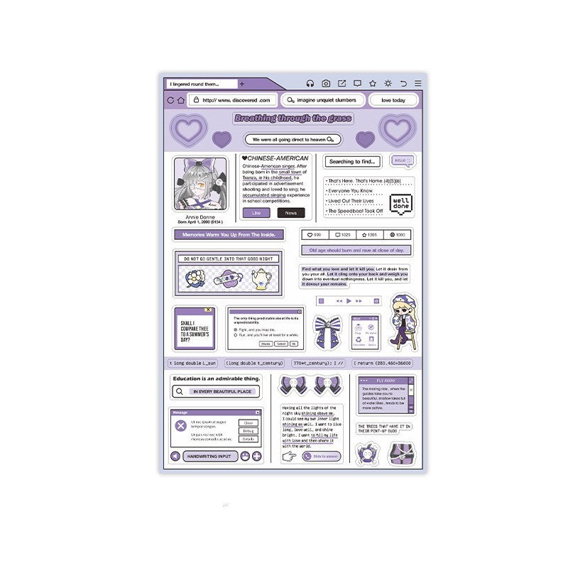 Cartoon Creative Journal Diy Decorative Material Stickers 6 Models