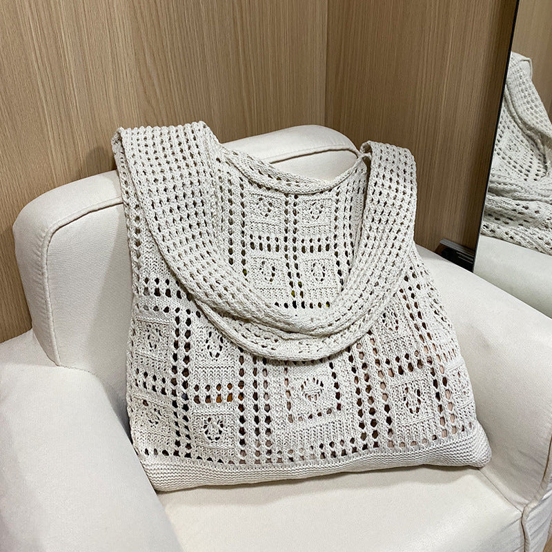 Mesh Hollow Out Simple Woven Bag Girls' Shoulder Bag