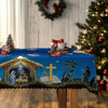 1pc, Christmas-themed tablecloth, Jesus' birth scene tablecloth, Christmas party tablecloth, polyester tablecloth, 4 sizes to choose from, edge embossed, round and rectangular tablecloth, Christmas gift, kitchen accessories, create a festive atmosphere