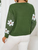 Floral Pattern Crew Neck Sweater, Elegant Long Sleeve Sweater For Fall & Winter, Women's Clothing