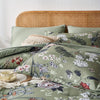 7 Pcs Green Butterfly Floral Comforter Set With Flowers Leaves Pattern- Stain Resistant, Ultra Soft Microfiber, Lightweight, Woven Bedding With 100% Polyester Fiber Fill - Queen/King Size Bed In A Bag For All Seasons
