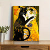 1pc, Framed, Black Cat Wall Art, Animal Paintings Poster Prints, Bedroom Canvas Decoration, Farmhouse Decor, 30*40cm (12*16in), Ready To Hang