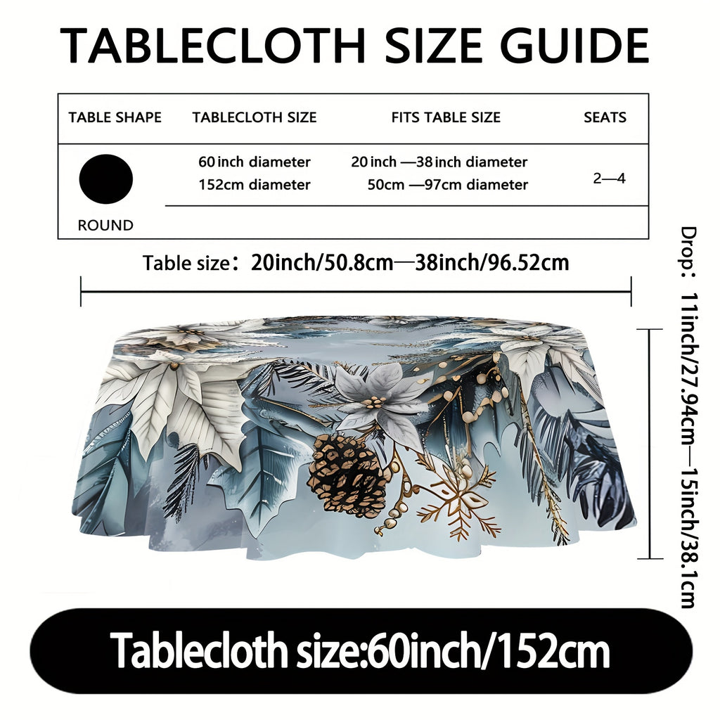 Festive Christmas Tablecloth: Stain Resistant, Waterproof, Pleated Cover for Parties, Kitchens, Banquets & Terraces - Suitable for Various Scenes