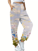 Casual Elastic Waist Floral Print Jogger Pants, Women's Pocket Pants