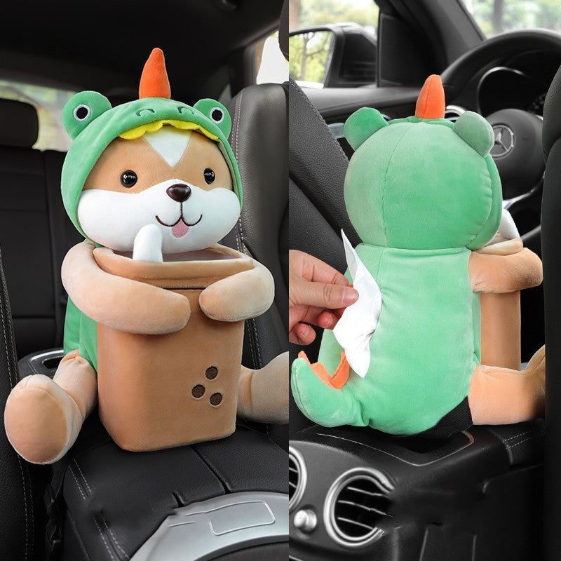 Creative Car Tissue Box Trash Can Two-in-one Cute Armrest Box Pumping Paper Box