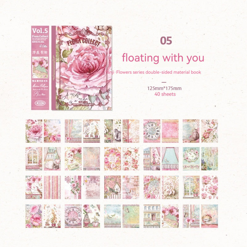 Double-sided Material Journal Book Retro Collage Background Note Paper