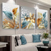 3pcs Modern Golden Butterfly Leaves Canvas Painting Frameless, Nordic Posters, Canvas Wall Art Prints For Living Room&Bedroom, Home Decor Artworks, No Frame