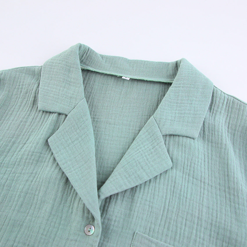 Natural Double Gauze Shirt And Shorts Set
