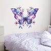 Purple Butterfly Floral Wall Decal Sticker, PVC Material, Removable and Decorative for Bedroom and Living Room