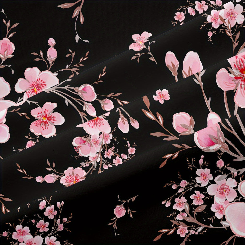 3pcs Pink Floral Comforter Set (1*Comforter + 2* Pillowcase) Elegant Girls Flower Leaf Botanical Bedding Set, Soft Comfortable Flower Branches Floral Patteren Quilt For All Season