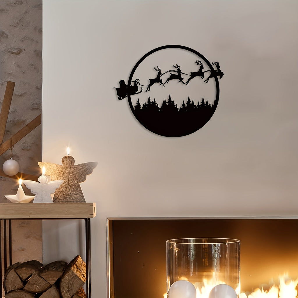 1pc Merry Christmas Metal Sign, Merry Christmas Metal Wall Sign, Round Metal Christmas Sign, Large Metal Christmas Signs, Room Decor, Home Decor, Holiday Decor, Festivals Decor, Front Door Decor, Scene Decor, Door Decor, Wall Decor, Background Decor