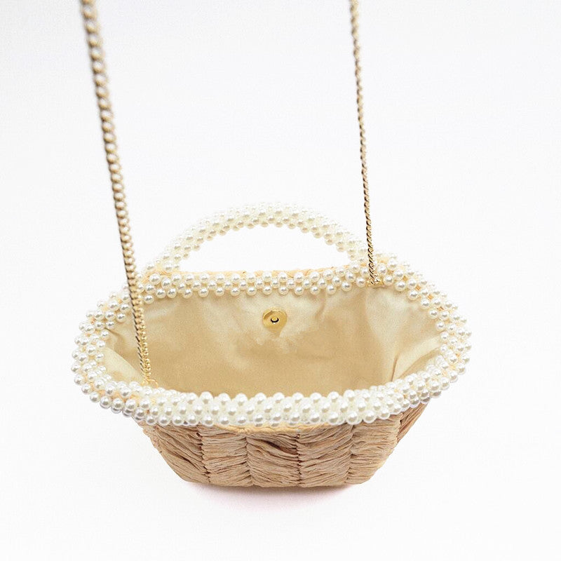 Woven Bag Handbag Pearl Straw