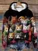 Funny Cat Print Hoodie, Casual Long Sleeve Hooded Sweatshirt For Fall & Winter, Women's Clothing