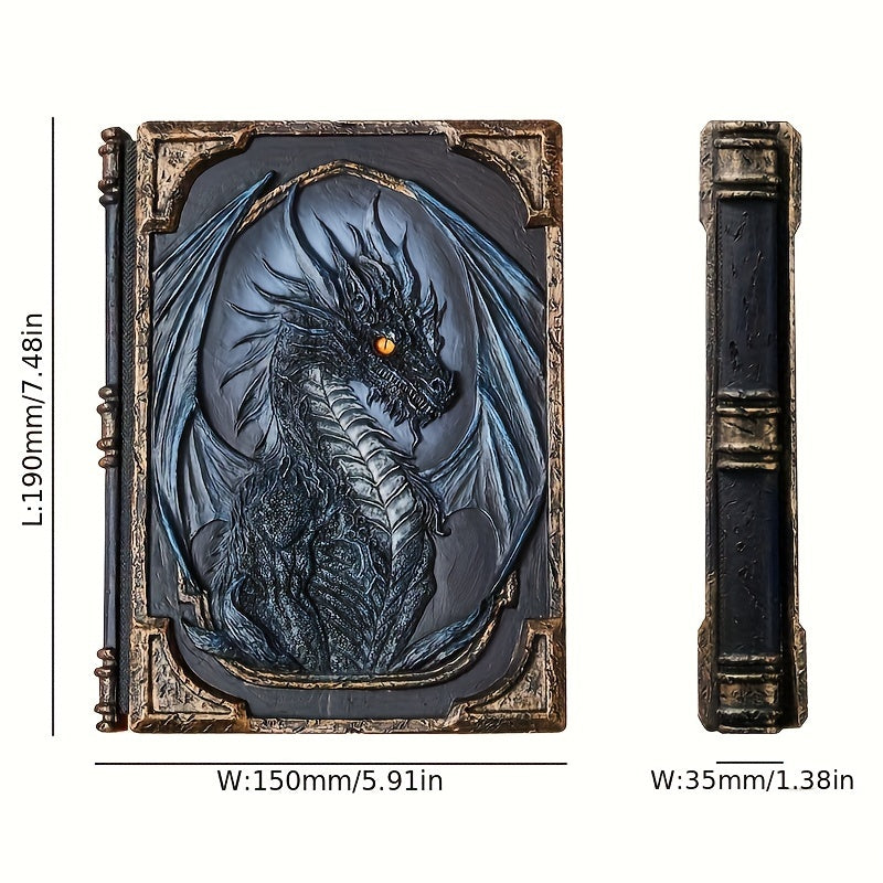 Vintage Fantasy Notebook With 3D Dragon Relief Resin - Personalized Diary, Perfect For Drawing, Writing, And As A Holiday Gift