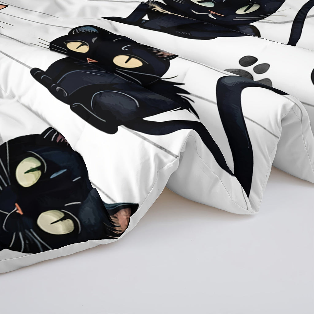 Kawaii Cute Cat Print Duvet, All Season Bedding Set For Bedroom Bed Decor, Animal Cute Comforter Set - 1 Comforter With 2 Pillowcases