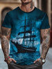 Men's Nautical Graphic T-shirt Ideal For Vacation And Casual Wear, Suitable For Outdoor Activities, All Seasons, Beach Vacation Wear