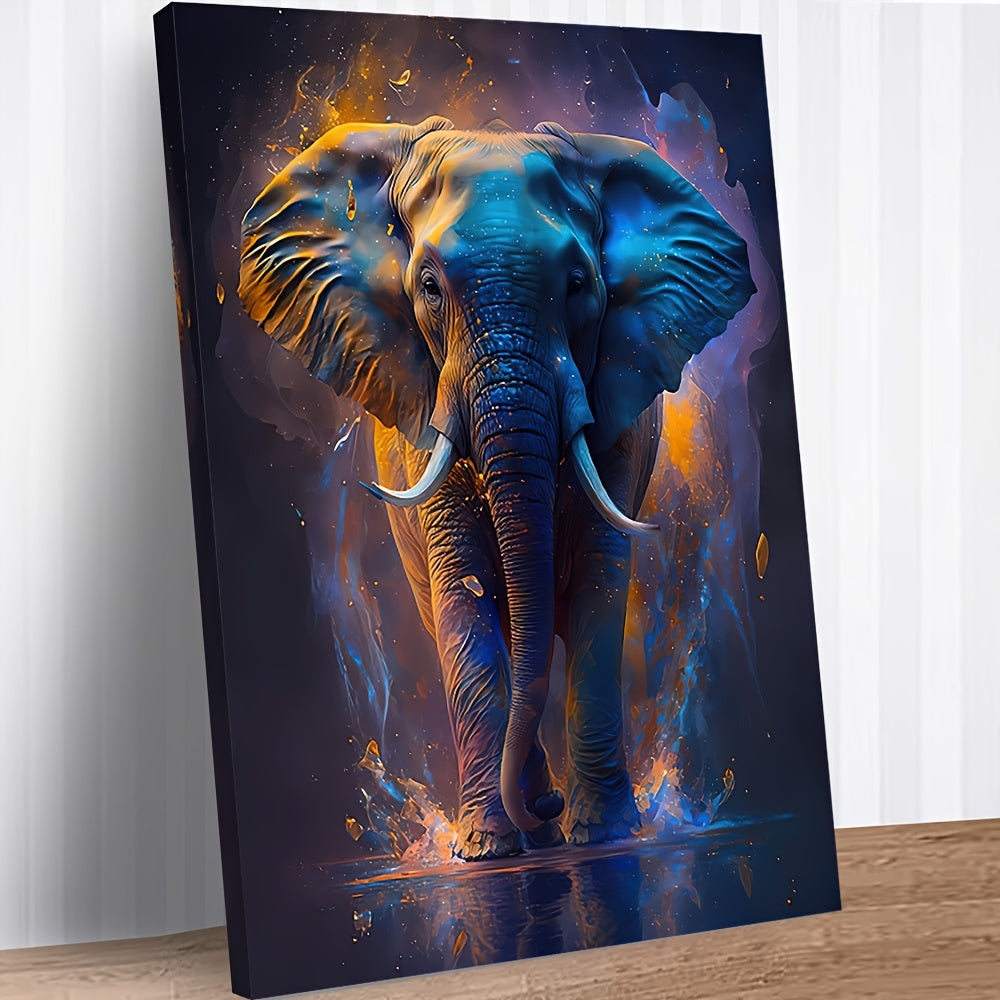 1pc, Framed, Colourful Animal Canvas Wall Art, Modern Colour Elephant Poster Print, Home Wall Art Decorative Paintings For Living Room Bedroom Hallway Decoration, 11.8*15.7 Inches, Direct Hanging